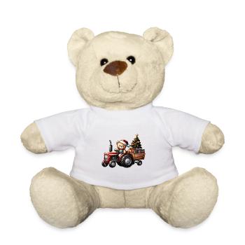 Teddy als Weihnachtsmann mit Traktor - Teddy - Weiß - Vorne
