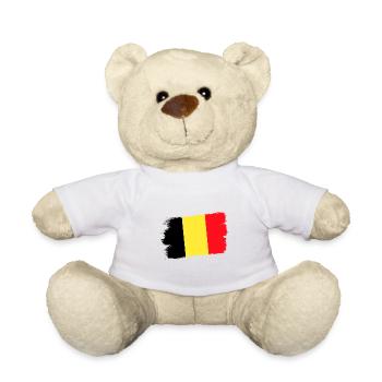 Drapeau de la Belgique Drapeau belge Vintage Look vieilli - Nounours - blanc - Devant