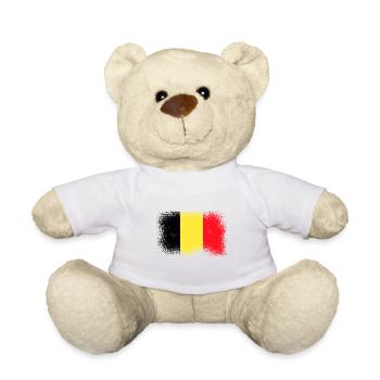 Belgien Flagge Vintage Belgische Fahne Used Look - Teddy - Weiß - Vorne
