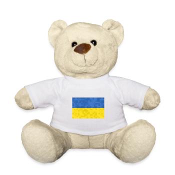 Ukraine Flag Vintage Ukrainian Flag Used Look - Teddy Bear - white - Front
