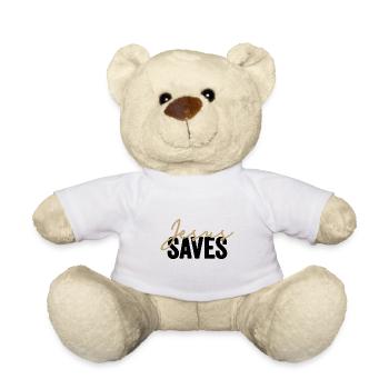 Jesus Saves Dans Les Couleurs d’Or Et Noir - Nounours - blanc - Devant