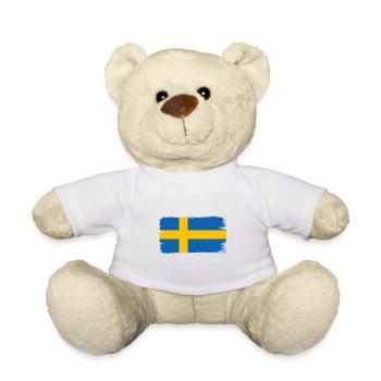 Drapeau de la Suède Scandinavie Drapeau suédois - Nounours - blanc - Devant