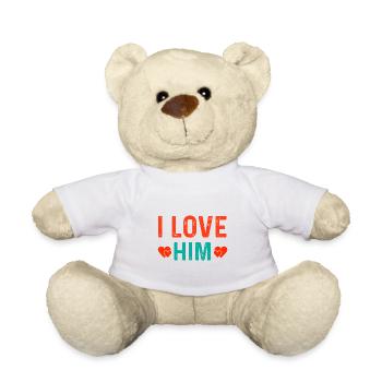 I Love Him with Hearts Ich liebe Ihn mit Herzen - Teddy - Weiß - Vorne