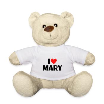 I Love Mary Red Heart Love Fan Gift - Teddy Bear - white - Front