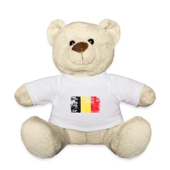 Drapeau de la Belgique Drapeau belge Vintage Look vieilli - Nounours - blanc - Devant