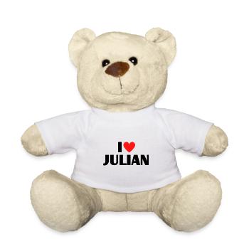 J’aime Julian Heart Graphic Name Gift - Nounours - blanc - Devant