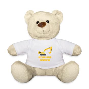 Excavator digger construction vehicle boy birthday - Teddy Bear - white - Front