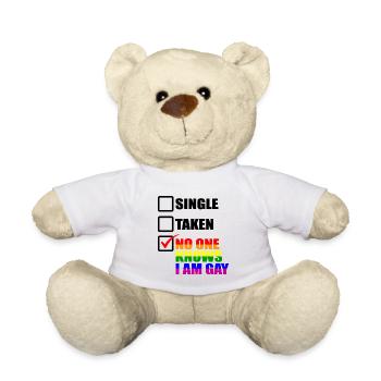 Single & Awarded Rainbow LGBT Pride Gift - Teddy Bear - white - Front
