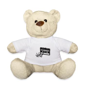 Retro Vintage Kassette Musik Geschenk Shirt - Teddy - Weiß - Vorne