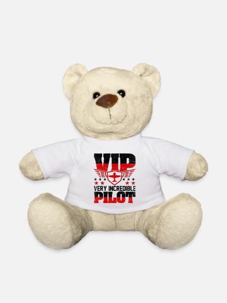 Airplane Aircraft Aviator Commercial Airline Pilot - Teddy Bear - white