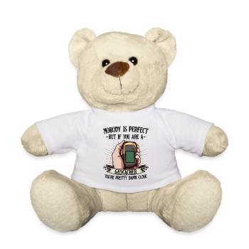 Nobody Is Perfect Geocaching Geocacher Gift - Teddy Bear - white - Front