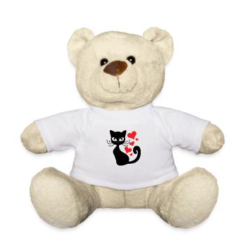Noir chat coeur amour fête tendance cadeau - Nounours - blanc - Devant