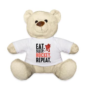 Eat Sleep Hockey Repeat saying ice hockey gift - Teddy Bear - white - Front
