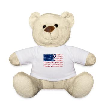 T-shirt de notes de musique de drapeau américain de musicien - Nounours - blanc - Devant