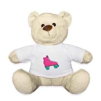 Roller skates in pink roller skating - Teddy Bear - white - Front