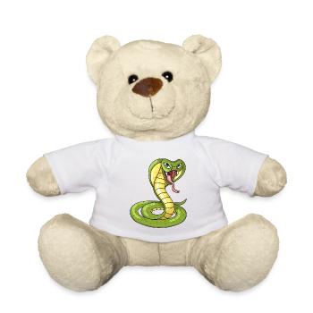 Aggressive Snake Cobra Illustration - Teddy Bear - white - Front