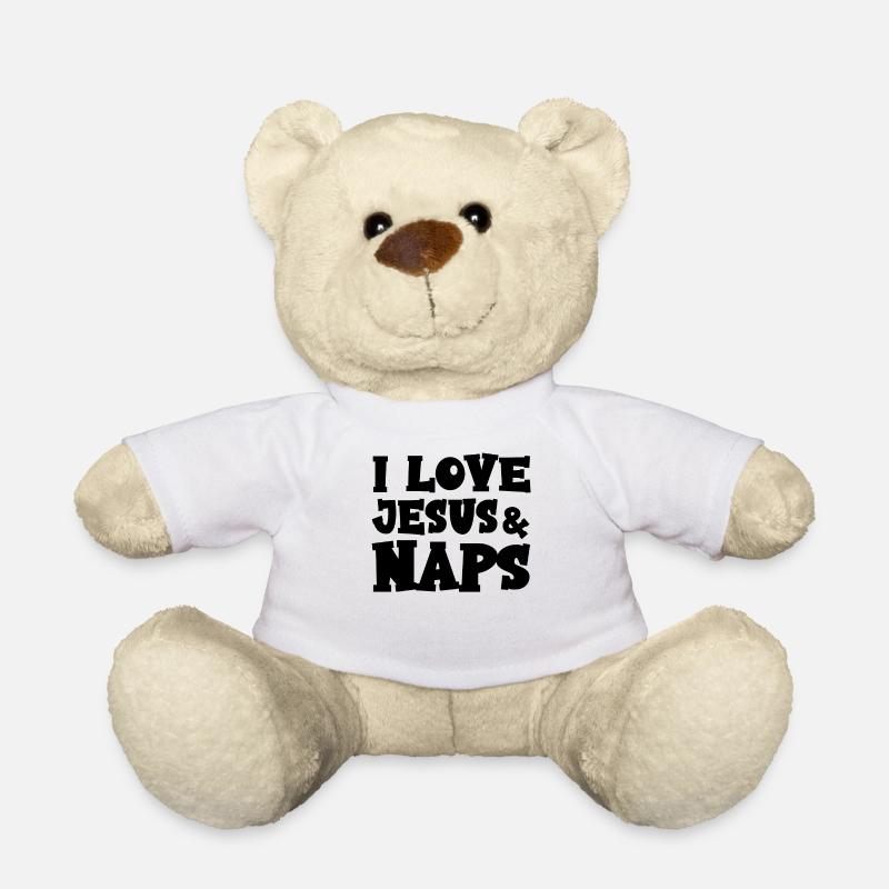 I Love Jesus & Naps Baby Bodysuit - Teddy Bear - white
