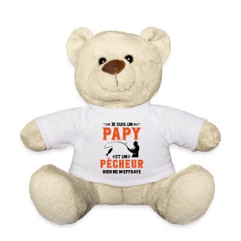 Papy Pêcheur Humour Fête des Grands Pères Noël - Nounours - blanc - Devant