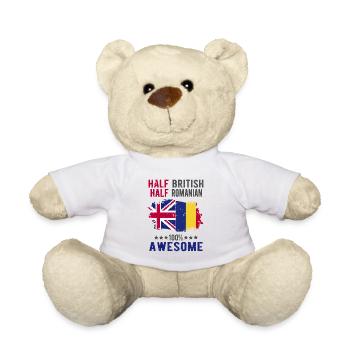Half British Half Romanian - Teddy Bear - white - Front