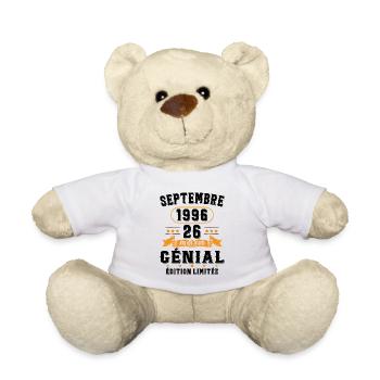 26 Ans Anniversaire Vintage Né(e) Septembre 1996 - Nounours - blanc - Devant