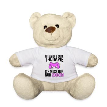 Gaming Therapie Spruch - Teddy - Weiß - Vorne