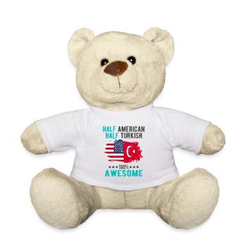 Half American Half Turkish - Teddy Bear - white - Front