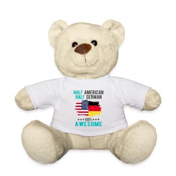 Half American Half German - Teddy Bear - white - Front