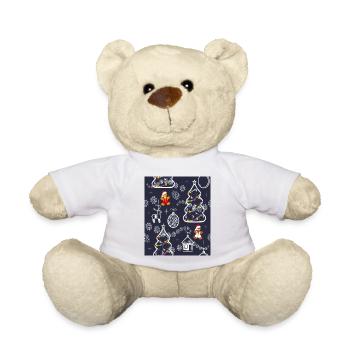 Seamless Festive Pattern With Christmas Tree - Teddy Bear - white - Front