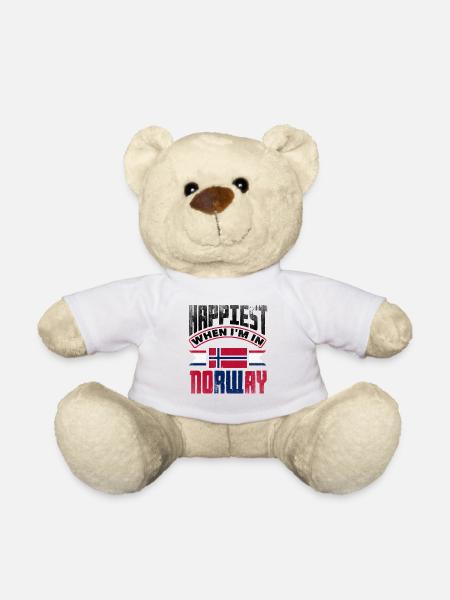 Norway Norwegian Norway Happiest When Im In Norway - Teddy Bear - white
