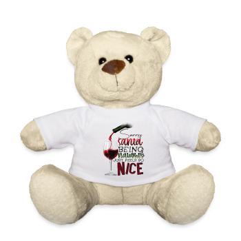 Naughty Wine Drinker - Teddy Bear - white - Front