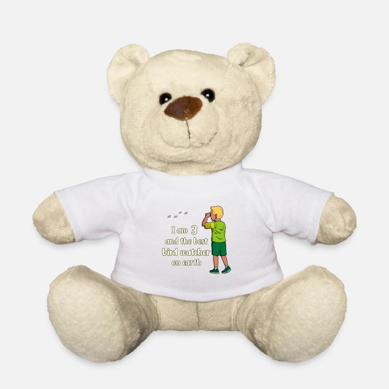 J’ai 3 ans - Garçon Observation des oiseaux - Nounours - blanc