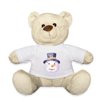 Retro Christmas Snowman Face - Teddy Bear - white - Front