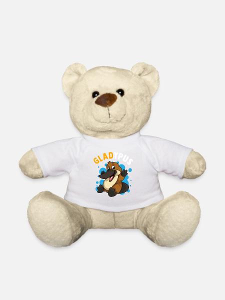 Ornithorynque Humour Gladypus heureux d’être un ornithorynque mignon - Nounours - blanc