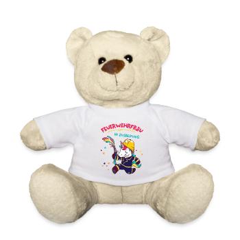 Feuerwehrfrau in Ausbildung Feuerwehr Kind Einhorn - Teddy - Weiß - Vorne