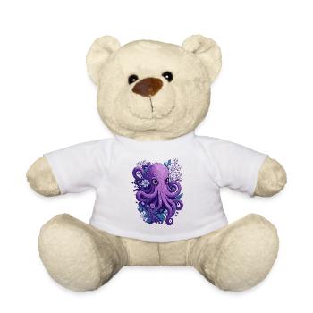 Calmar Octopus Fleurs Floral - Nounours - blanc - Devant