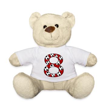 8. Geburtstag Fußball - Teddy - Weiß - Vorne