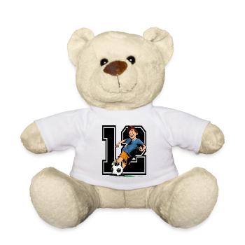 Football Birthday - 12 year old boy - 12. - Teddy Bear - white - Front