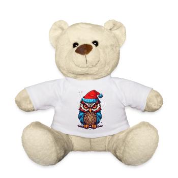 Hibou mignon avec cadeau Kawaii chapeau de père Noël - Nounours - blanc - Devant