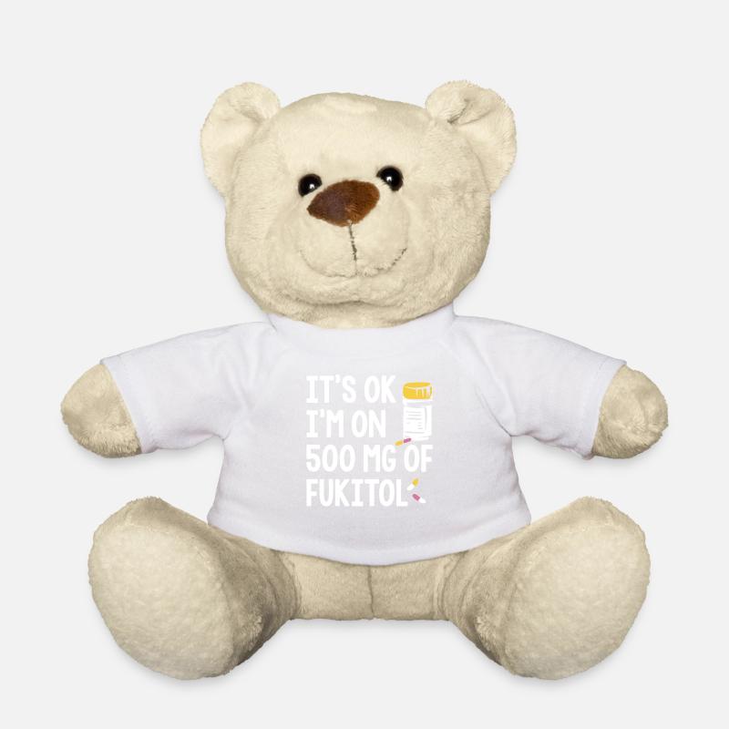 Fukitol Pharma Humor Stress Relief Tee - Teddy - Weiß
