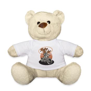 Retro Rider Vintage Motorrad Tee - Teddy - Weiß - Vorne