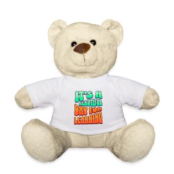 T-shirt « it’s A Beautiful Day Learning » - Nounours - blanc - Devant