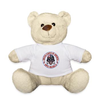 T-shirt patriotique Valhalla avec drapeau des États-Unis - Nounours - blanc - Devant