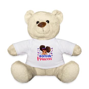 Princesse Haïtienne Drapeau Haïti Mélanine pour Fille Noire - Nounours - blanc - Devant