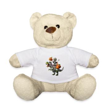 Squelette sur T-Rex avec des citrouilles - Nounours - blanc - Devant