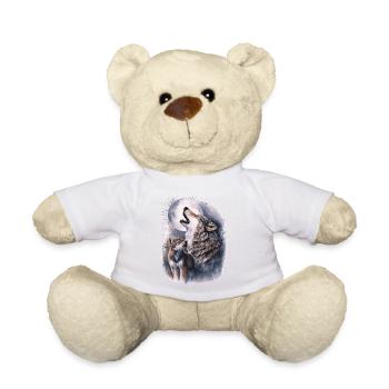 Loups et pleine lune – Nature sauvage mystique - Nounours - blanc - Devant