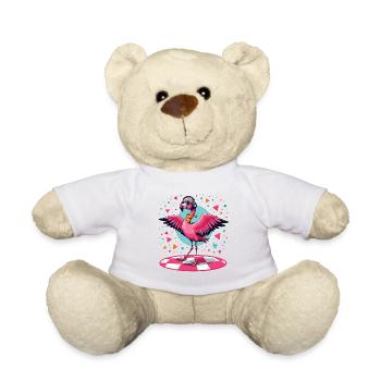 Disco Flamingo – Party Bird - Teddy Bear - white - Front