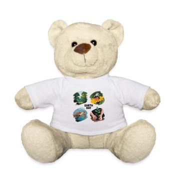 T-shirt de protection de l’environnement – Motif du Jour de la Terre - Nounours - blanc - Devant