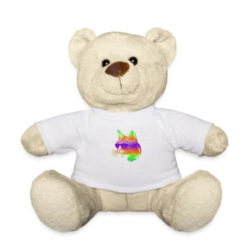 Edm Rave Rainbow Cat With Headphones Gift - Teddy Bear - white - Front