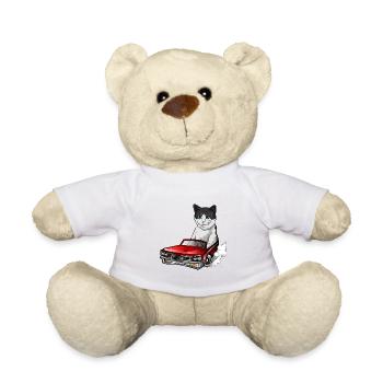 Europäische Kurzhaar Katze fährt roten Sportwagen - Teddy - Weiß - Vorne