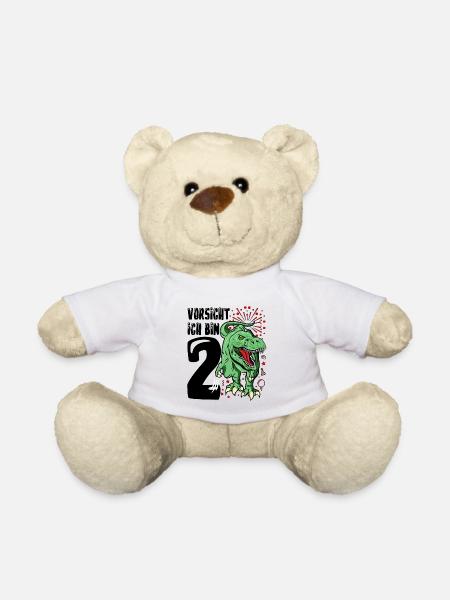 Dinosaurier Geschenk 2. Geburtstag Dino T-Rex - Teddy - Weiß